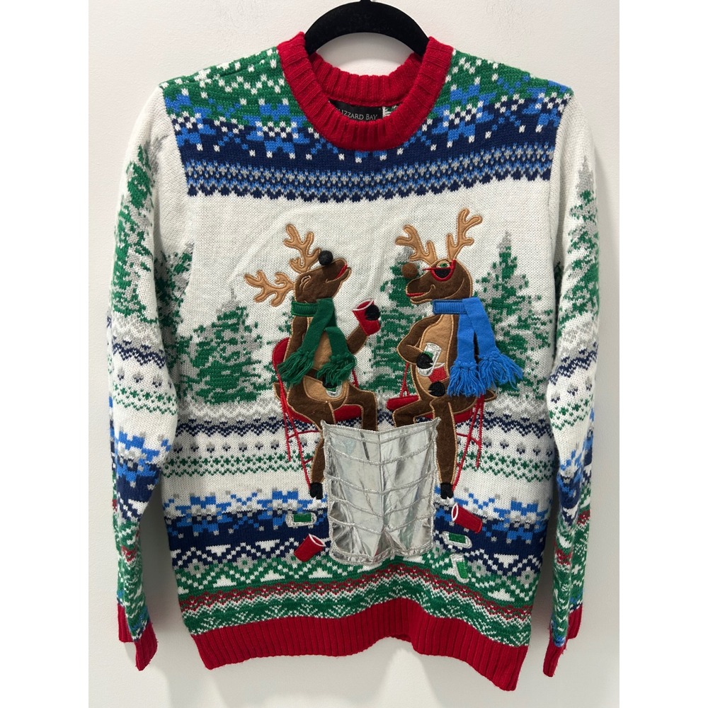 Blizzard Bay Small Ugly Christmas Sweater Reindeer 3D Cooler Fair Isle